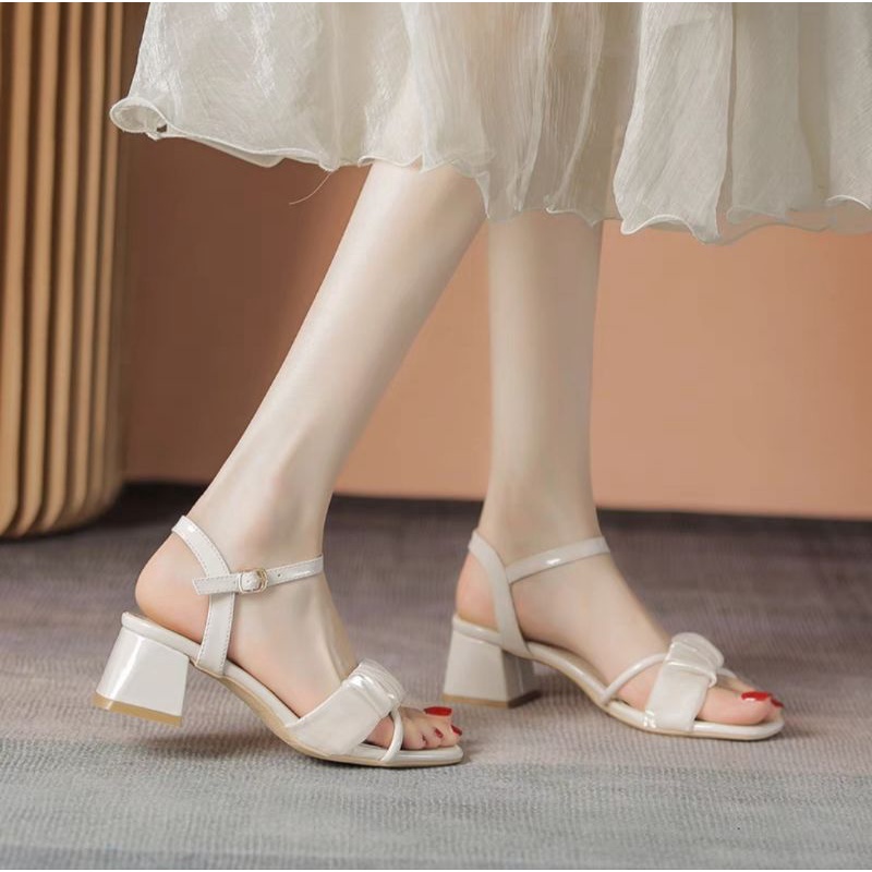 Sandanl cao gót tiểu thư nữ tính voan tơ thời trang 5p mã v15