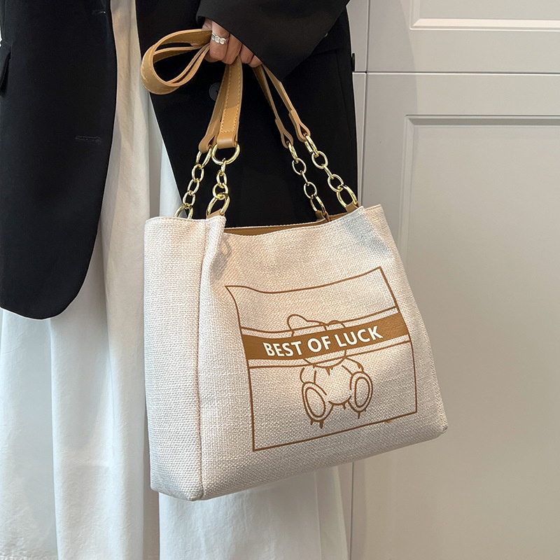 Túi đeo vai IELGY vải canvas cỡ lớn in họa tiết chữ cái hoạt hình thời trang tùy chọn màu sắc cho nữ