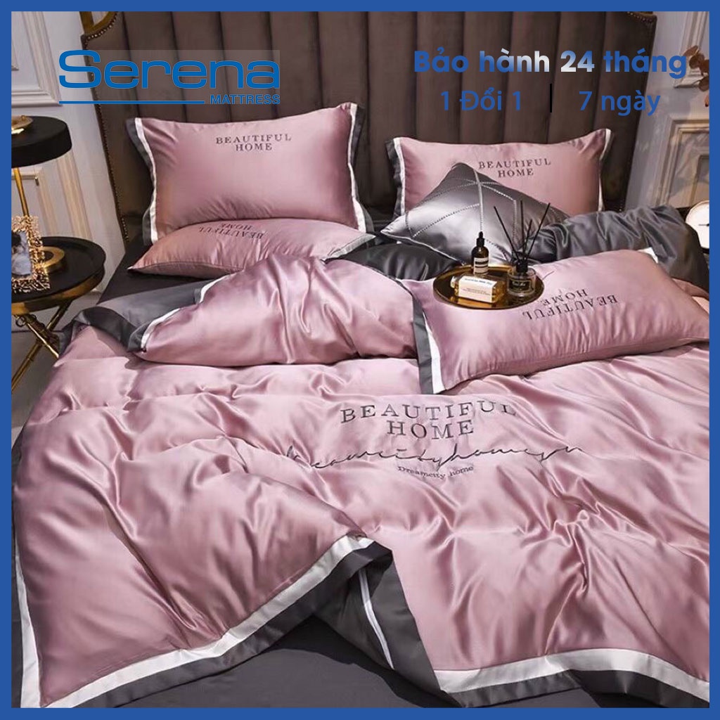 Bộ Ga Giường 5 Món Lụa Beauty SERENA Chính Hãng Set Chăn Ra Grap Gối Đệm Nệm Trải Bọc Phủ Giường Trần Bông Đẹp Cao Cấp
