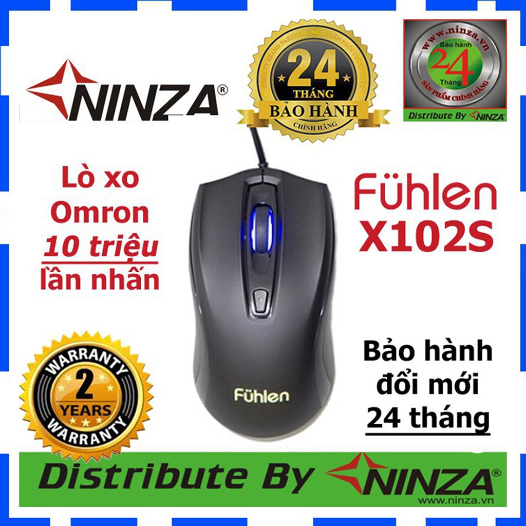 Chuột Fuhlen X102S - Chuột gaming độ bền bất tử - Màu đen - Có đèn led - Chính hãng - Có tem chống hãng giả - BH 2 năm