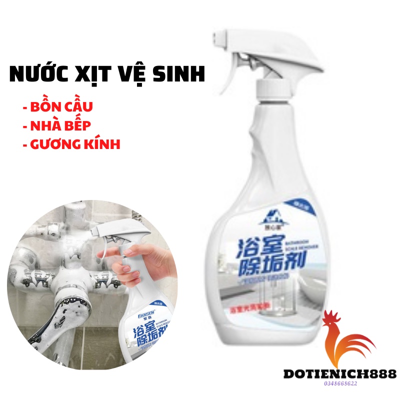 Chai Nước xịt tẩy rửa nhà vệ sinh,phòng tắm, nhà bếp Fansen 500ml, tẩy vòi sen tẩy gương kính tẩy cặn bồn rửa