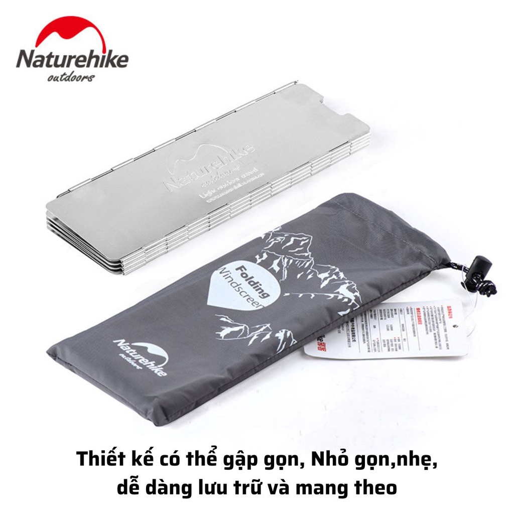 Tấm chắn gió bếp ga dã ngoại Naturehike 10 tấm bằng hợp kim nhôm, chịu nhiệt tốt chống mài mòn nhỏ nhẹ gấp gọn tiện dụng