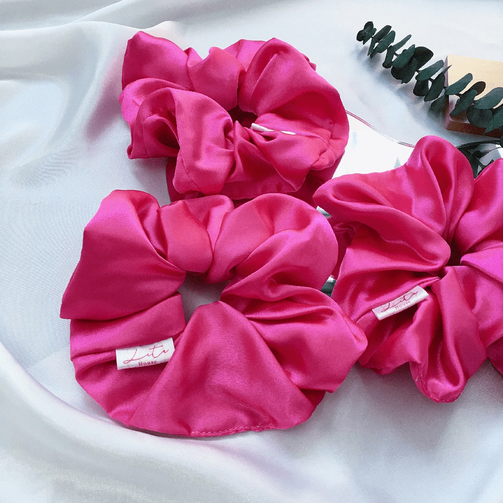 Dây chun buộc tóc Satin Scrunchies Handmade màu trơn