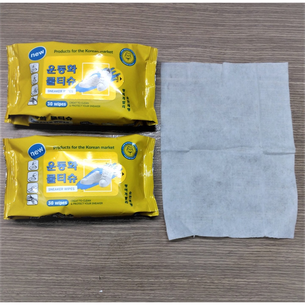 Giấy lau giầy Sneaker Hàn Quốc - Túi 30 tờ khăn ướt lau sạch sẽ hương thơm dịu nhẹ GLS20