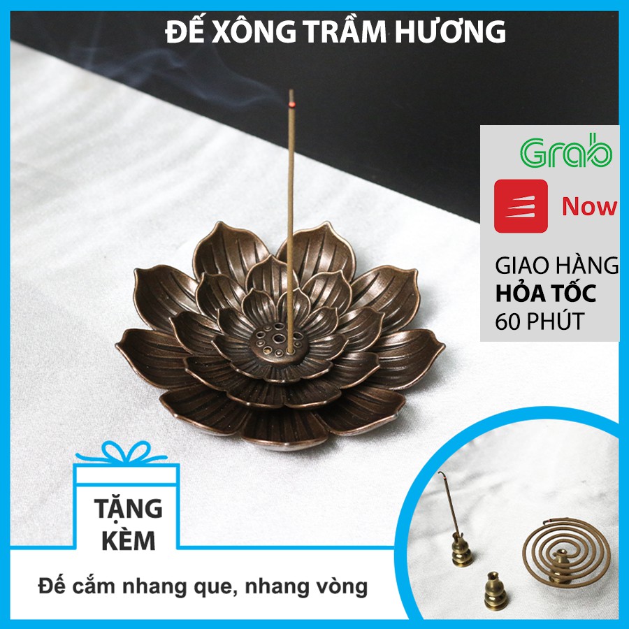 Lư xông trầm hương - Lư đốt trầm hình cánh hoa sen - Hiên Nhà