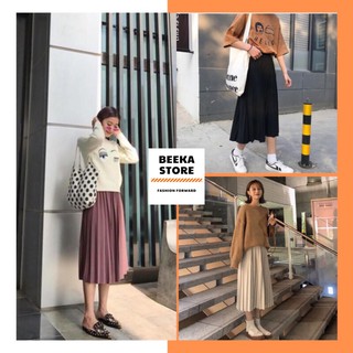 Chân váy xếp ly dáng dài cạp chun siêu đẹp - beeka store