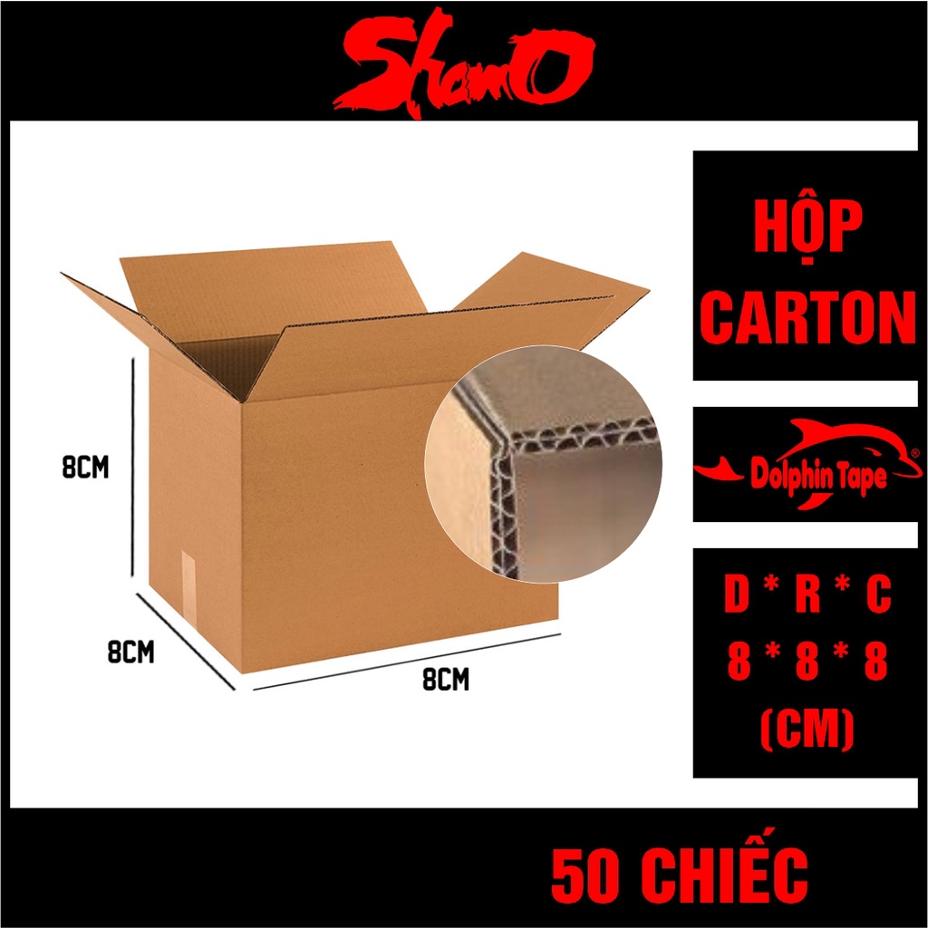 [ 50 chiếc ] Hộp carton KT: 8cm x 8cm x 8cm – Dùng trong công tác đóng hàng hỗ trợ vận chuyển – Hộp COD