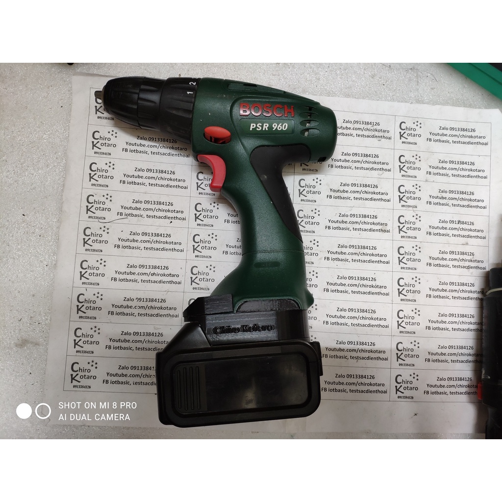 Đế chuyển pin máy khoan, vit Bosch 9.6V NiCD sang dùng hộp pin cài Makita