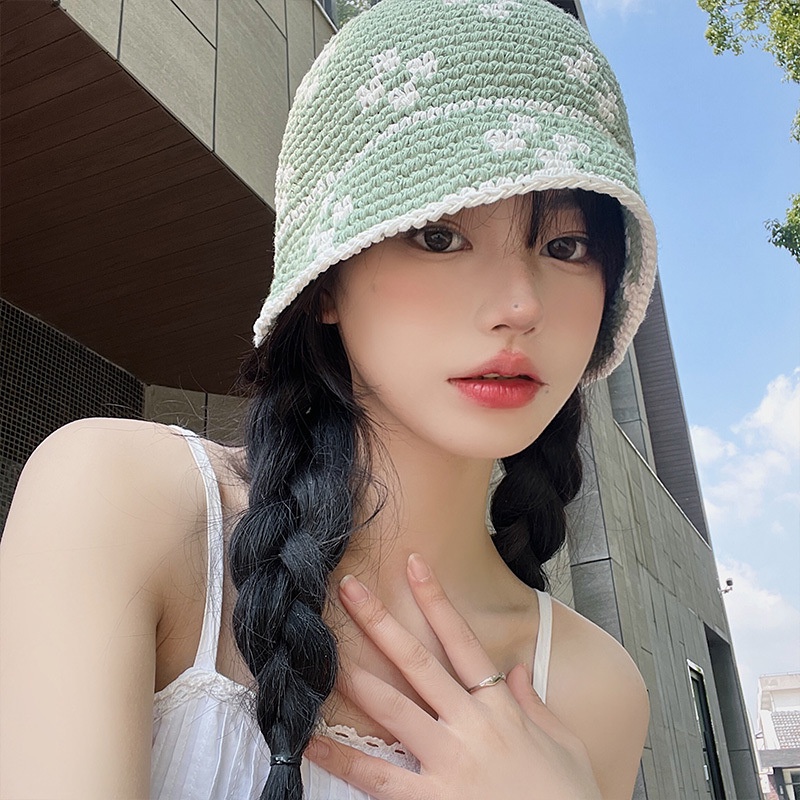 Mũ Bucket Dệt Tay Thoáng Khí Phong Cách Hàn Quốc Cá Tính Mùa Xuân Thu ins Hyuna