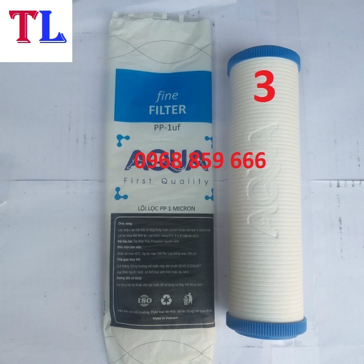 Bộ 3 lõi lọc nước 1-2-3 AQUA (Dùng được cho mọi máy RO)