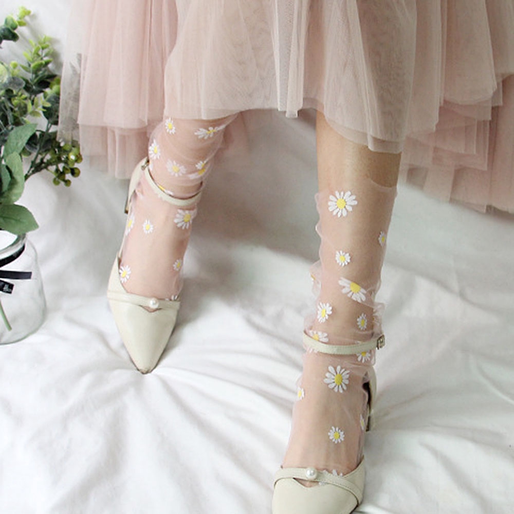 OCEANMAP Summer Streetwear Chiffon Ultra-thin Women Flower Socks | BigBuy360 - bigbuy360.vn