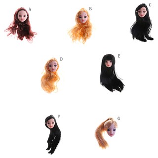 SUN22❤ Quality Doll Head with Colorized straight Hair DIY Accessories For B