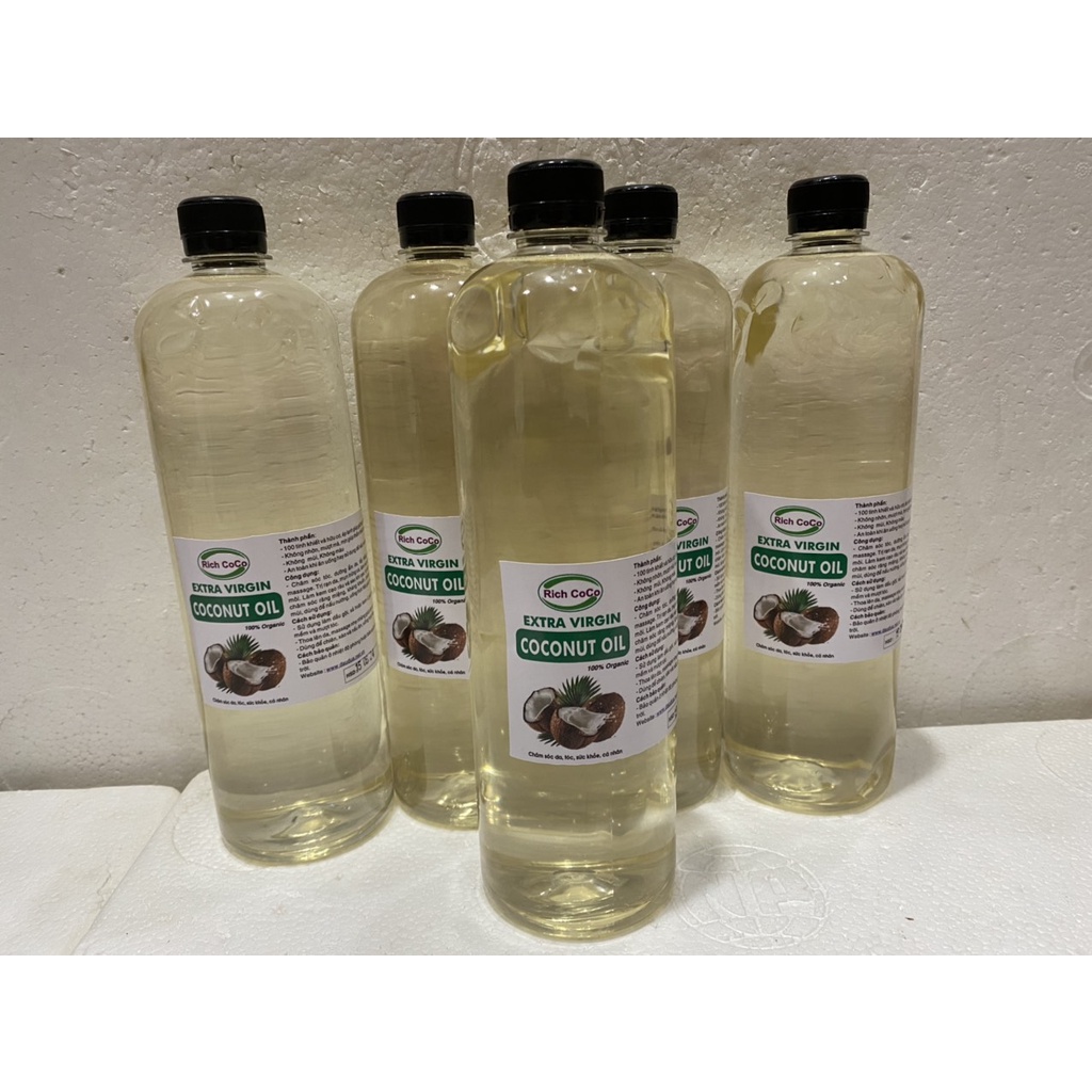 DẦU DỪA HỮU CƠ ÉP LẠNH - RICH COCO – EXTRA VIRGIN COCONUT OIL – CHAI 1 LÍT