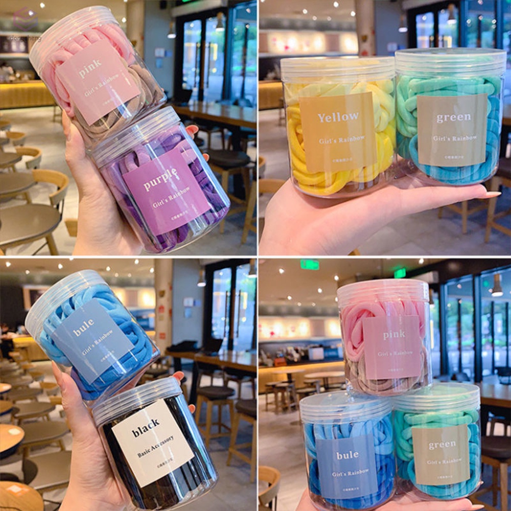 Set 50 Dây Cột Tóc Cotton 6 Màu Tím / Xanh Lá / Xanh Lá / Đen / Vàng / Đen / Dày / X