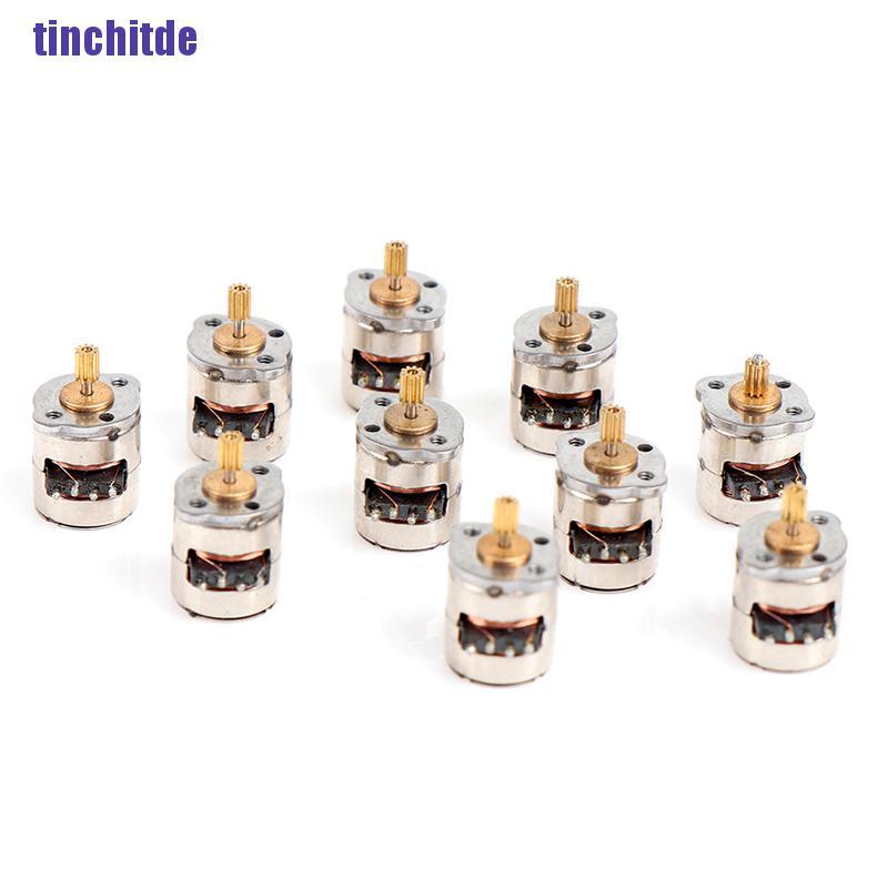 [Tinchitde] 10Pcs 8Mm 2-Phase 4-Wire Stepper Motor Miniature Stepper With 9 Teeth Gear Small [Tin]