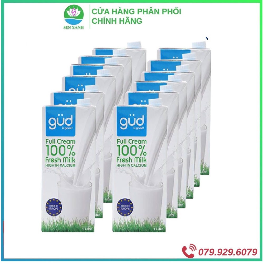 [SenXanh Emart] Thùng 12 Hộp Sữa Tươi 1L GUD - Sữa Ba Lan Nhập Khẩu