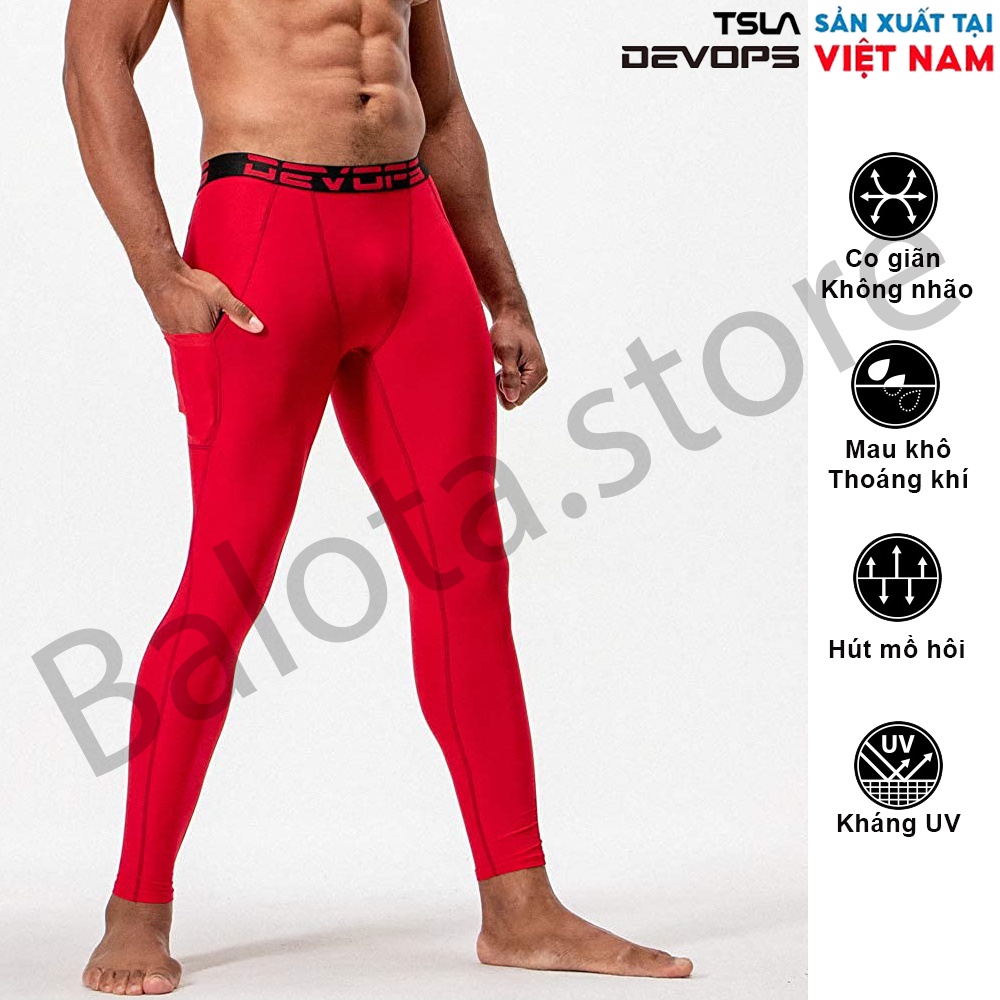 Quần legging nam DEVOPS có túi form ôm người, chất vải co giãn 4 chiều phù hợp với anh em chơi thể thao, gym, chạy bộ... | BigBuy360 - bigbuy360.vn