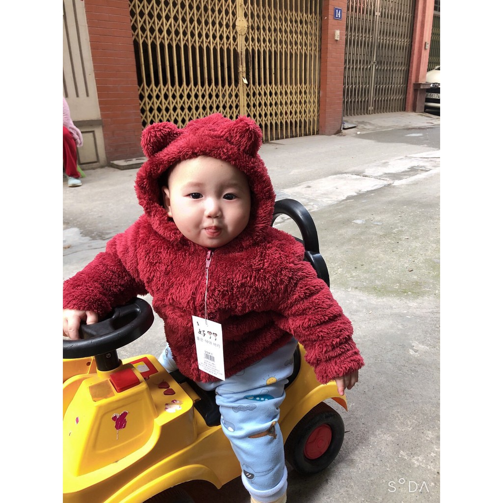 Áo khoác lông cừu cho bé chất lông mềm mịn ấm áp CHIVU's KID áo khoác bé trai bé gái có mũ mặc cực xinh