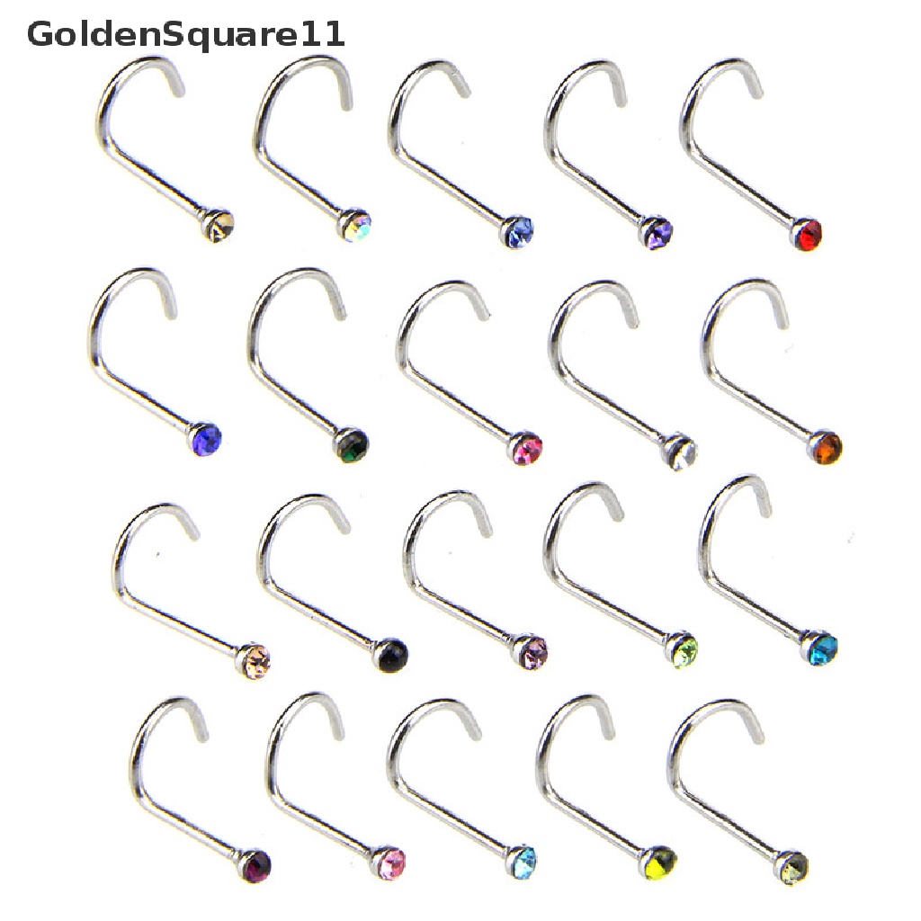 Set 20 Khuyên Mũi Thép Không Gỉ Xỏ Lỗ Đính Đá Pha Lê Goldsquare11