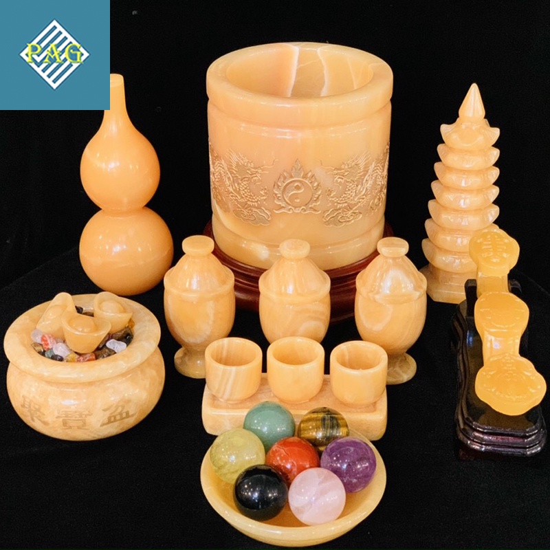 Bộ Chén Thờ Ngọc Hoàng Long - Vật Phẩm Phong Thuỷ Thờ Ban Thần Tài