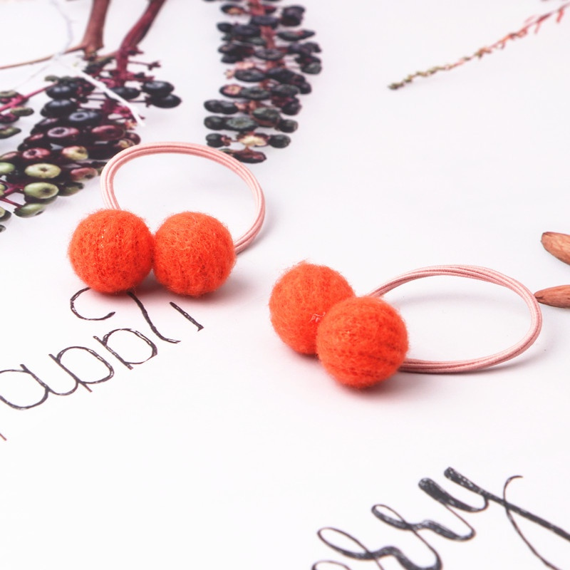 1 dây buộc tóc co giãn đính quả bông nhiều màu sắc mini phong cách Hàn Quốc cho nữ