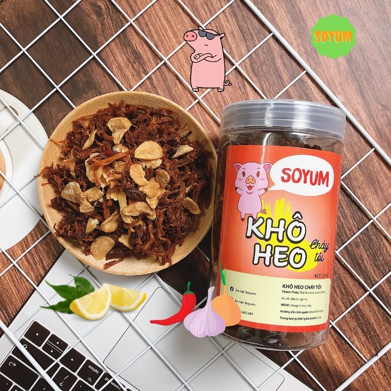 Khô heo cháy tỏi hộp 250g,khô heo Soyum thơm ngon từng sợi | BigBuy360 - bigbuy360.vn
