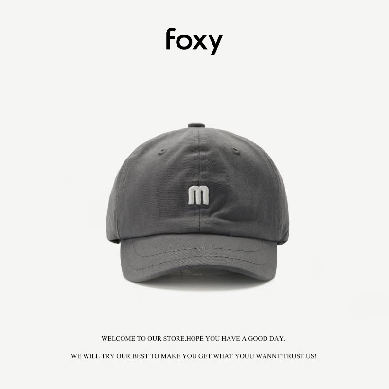 Mũ Chìa Mũ Bóng Chày FOXY Vải Cotton Thêu Chữ Phong Cách Hàn Quốc - FOY003