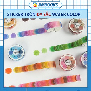 Sticker tròn cuộn nhiều màu đa săc độ Water Color trang trí sổ tay bullet journal diary tiện dụng BMBooks
