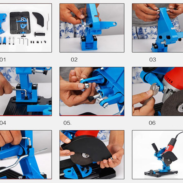 Chân đế lắp máy mài cầm tay thành máy cắt bàn, cắt gỗ