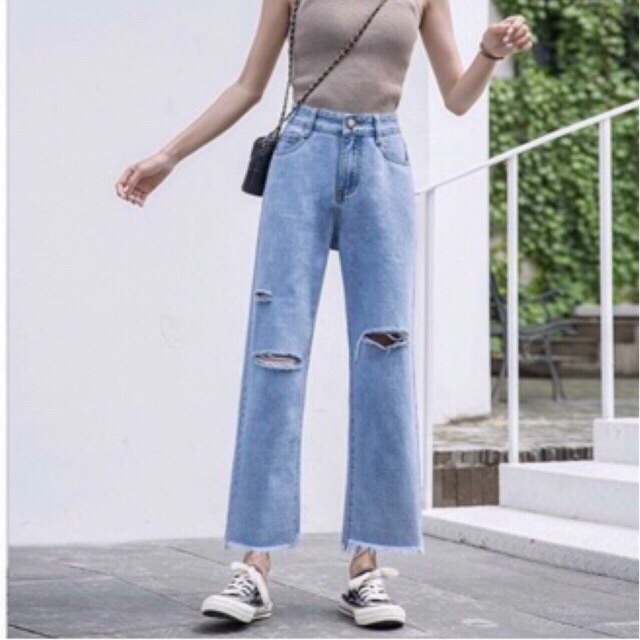 [Bigsize] Quần Ống Rộng, Tua Lai Rách Sole 21, Đậm Nhạt