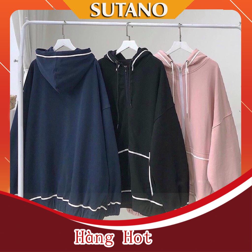 Áo nỉ nữ Hoodie chạy viền áo khoác bomber form to dày dặn A497 SUTANO