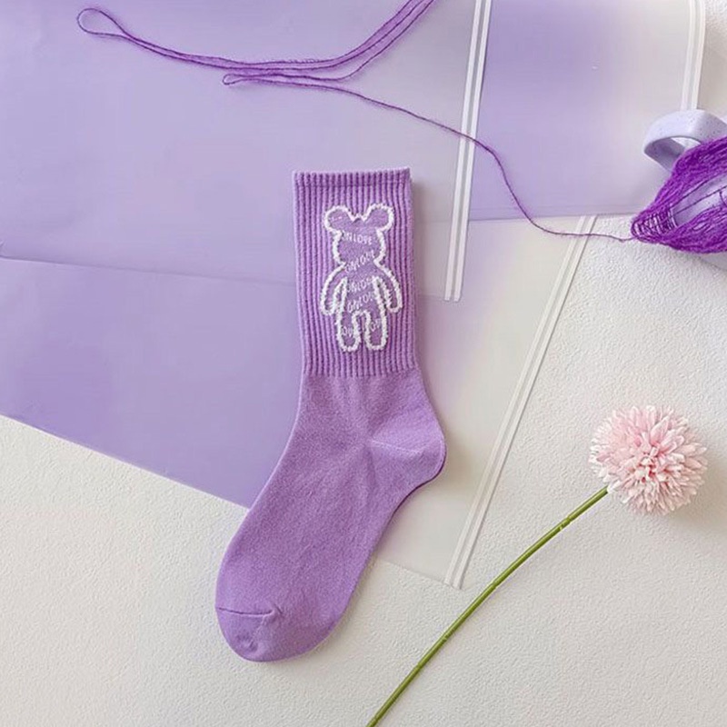 Vớ Thể Thao Ống Màu Tím Dễ Thương Ngọt Ngào Cho Nữ