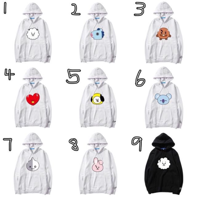 Áo HOODIE BTS nhiều hình