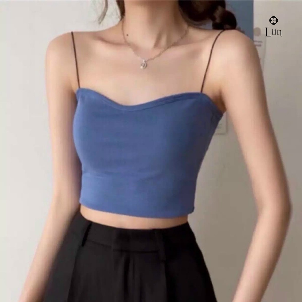 Áo 2 dây Linbi có đệm nâng ngực, sợi bún mảnh cotton siêu mát bozip kiểu dáng thời trang ôm sát, tôn dáng SP011 | BigBuy360 - bigbuy360.vn