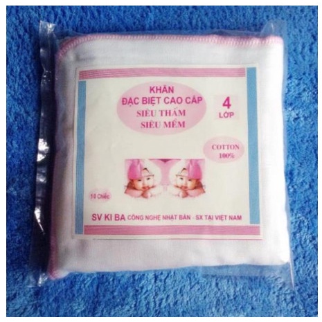 10 Khăn sữa cho bé sơ sinh Kiba cotton loại 2 lớp tiện lợi