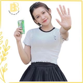 ÁO CROPTOP THÊU THỎ PHỐI CỔ CH002