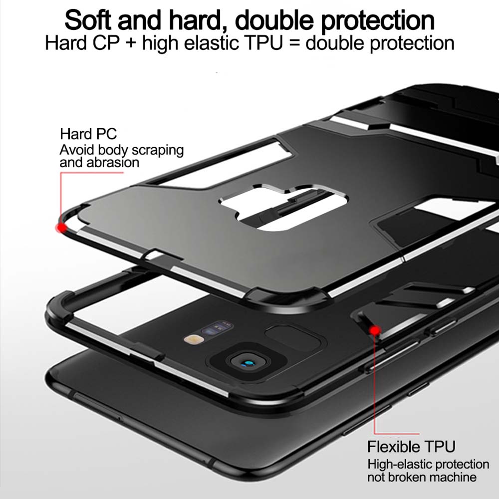 Ốp điện thoại cứng kiểu giáp sang trọng chống sốc kèm giá đỡ cho OPPO R15 R17 PRO R11 R11S R9S R9 PLUS