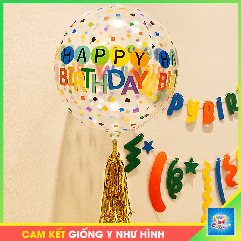 Bóng Jumbo  4D 24 in chữ HPBD trong suốt màu 4D nổi trang trí sinh nhật tổ chức tiệc