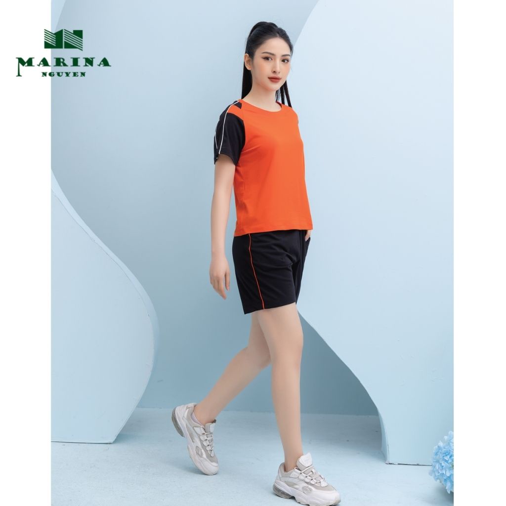 Bộ Quần Áo Nữ Mặc Nhà Tay Lỡ MARINA NGUYỄN Kiểu Dáng Trẻ Trung, Khoẻ Khoắn, Chất Vải Cotton Nhập Khẩu Thổ Nhĩ Kỳ 322011