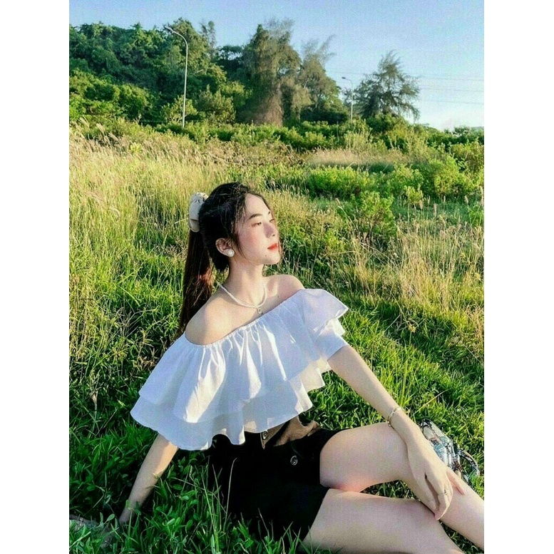 Sét Đũi Váy + Áo Bèo Trễ Vai