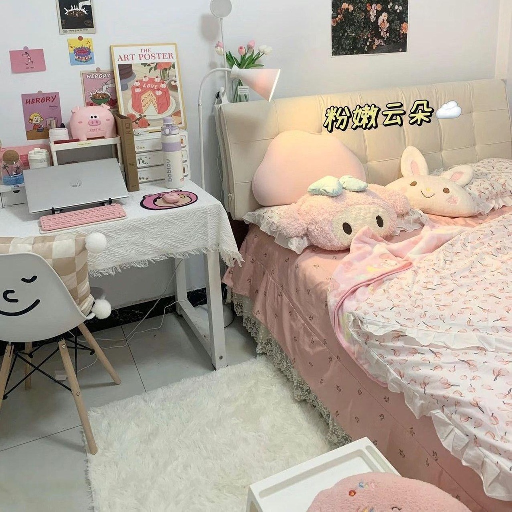 Bộ Chăn Gối Đệm Ngủ Trưa Điều Hòa Nhiệt Độ Hình Melody Màu Hồng Dễ Thương Cho Bé Gái bl