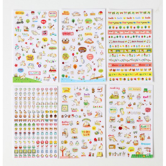 Set6 tấm Sticker dán trang trí hoạt hình nhiều mẫu dễ thương ngẫu nhiên DTOnline