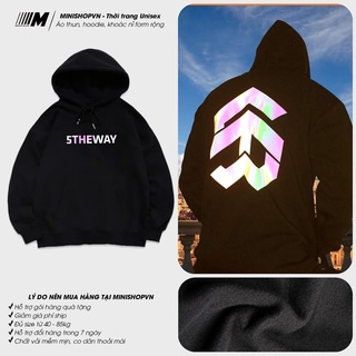Áo hoodie dày form rộng nam nữ in phản quang 5theway, in chữ Smile Minishop VN