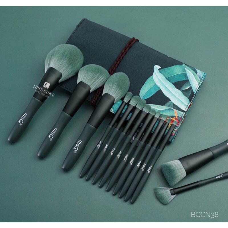 Bộ Cọ MSQ Xanh Rêu Túi Hoa 14 Cây BCCN38