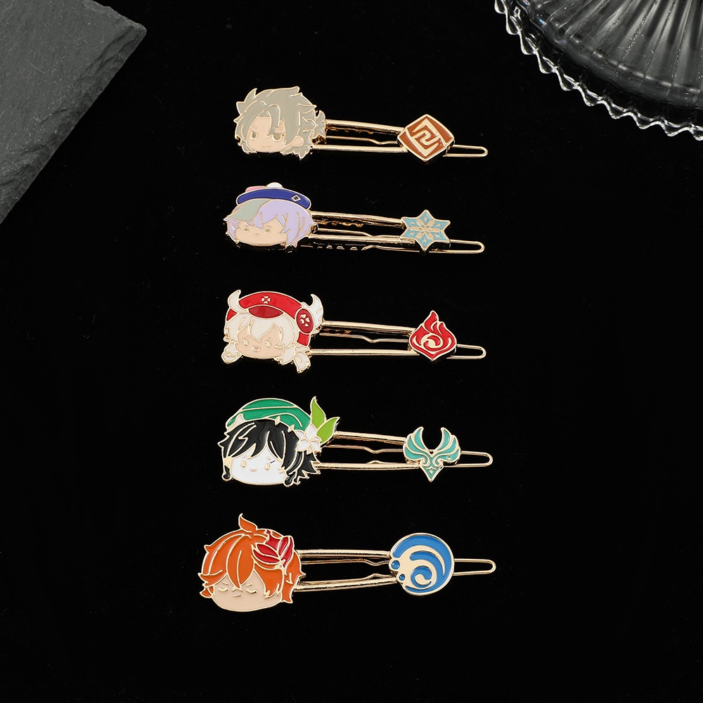 Kẹp tóc QIHE JEWELRY hình nhân vật game Genshin Impact dễ thương bằng hợp kim