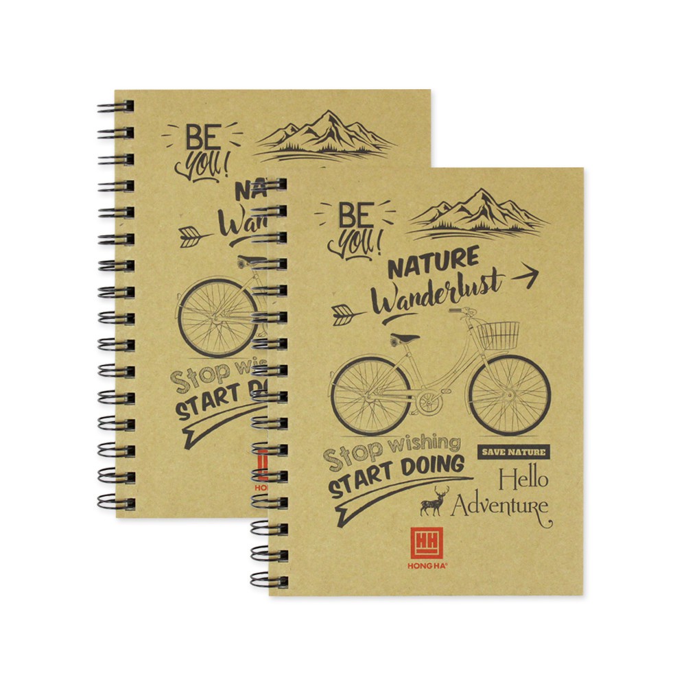 [Giao hoả tốc] Sổ tay Vintage, sổ lò xo bìa cứng - Notebook A5 Green Plant Hồng Hà 4155