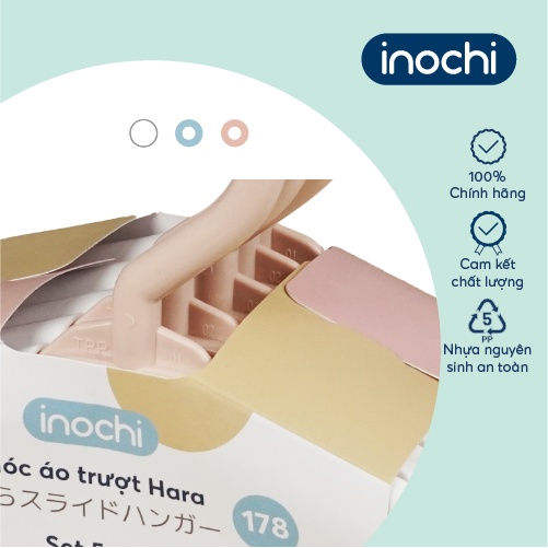 Móc áo trượt Inochi - Hara 178 màu Trắng/Hồng/Xanh