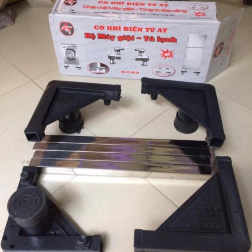 Chân Kệ Tủ Lạnh Máy Giặt Chống Rung Lắc Khung Inox Đế Nhựa Siêu Chịu Lực