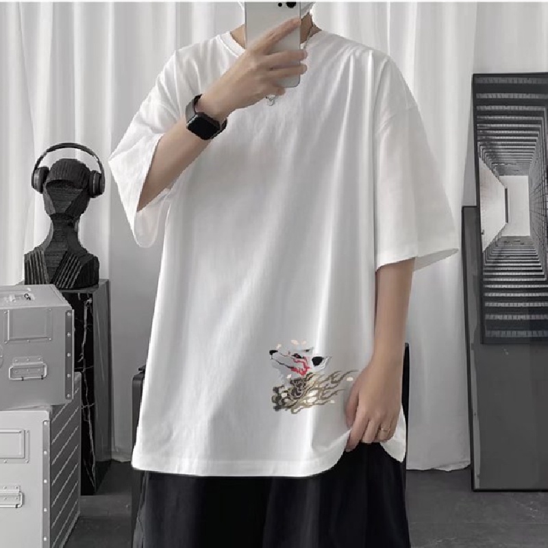 Áo Thun Dáng Rộng In Họa Tiết Hoạt Hình Phong Cách Hip Hop Đường Phố Hàn Quốc Thời Trang Mùa Hè Cho Nam / M-8XL