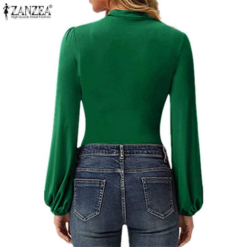 Áo kiểu Zanzea tay dài cổ tròn thời trang dành cho nữ